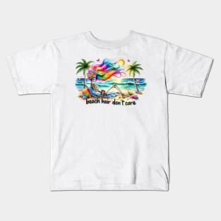 Beach Hair Don't Care Tropical Skeleton Relaxation Sandy Kids T-Shirt